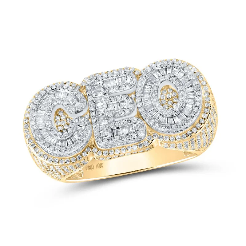 10kt Two-tone Gold Mens Baguette Diamond CEO Ring 2 Cttw