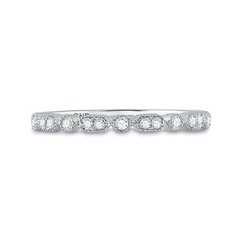 10kt White Gold Womens Round Diamond Stackable Band Ring 1/8 Cttw