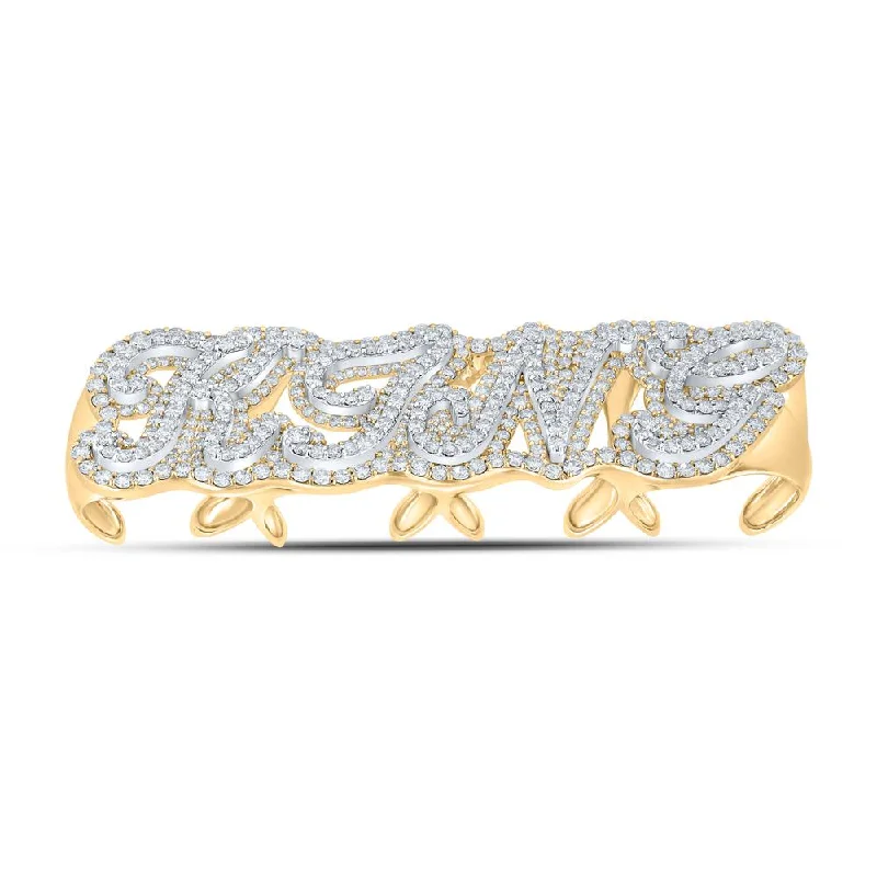 10kt Yellow Gold Mens Round Diamond 4-Finger King Ring 13-3/4 Cttw