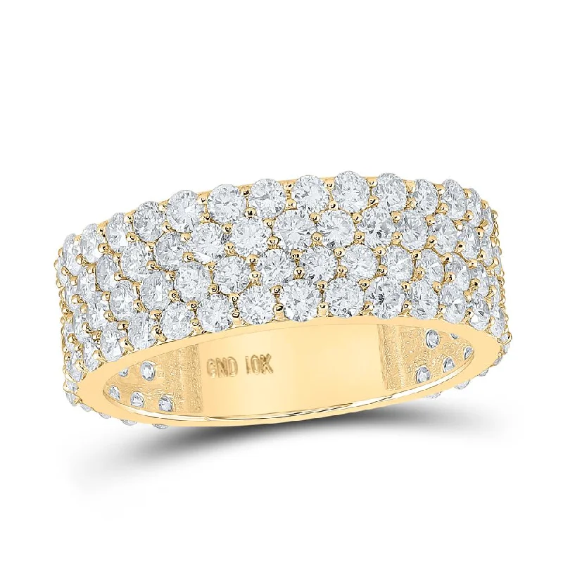 10kt Yellow Gold Mens Round Diamond 4-Row Band Ring 4-1/4 Cttw