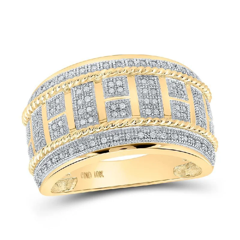 10kt Yellow Gold Mens Round Diamond Band Ring 1/3 Cttw