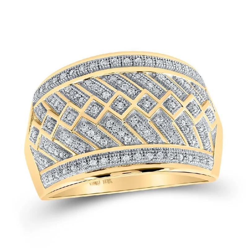 10kt Yellow Gold Mens Round Diamond Band Ring 1/3 Cttw