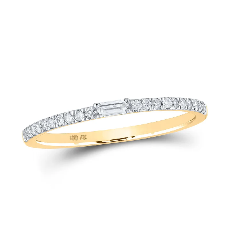 10kt Yellow Gold Womens Baguette Diamond Band Ring 1/6 Cttw