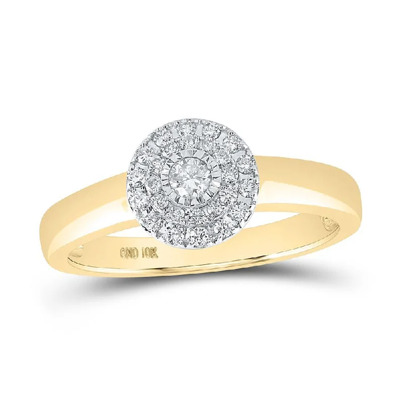 10kt Yellow Gold Womens Round Diamond Cluster Ring 1/4 Cttw