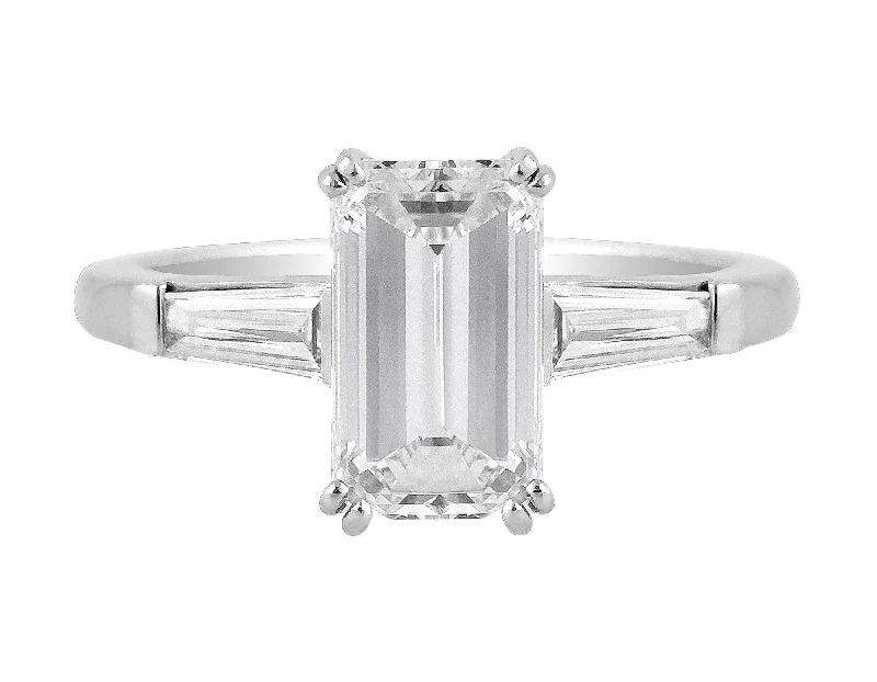 Platinum 2ct Internally Flawless Emerald Cut Diamond Ring