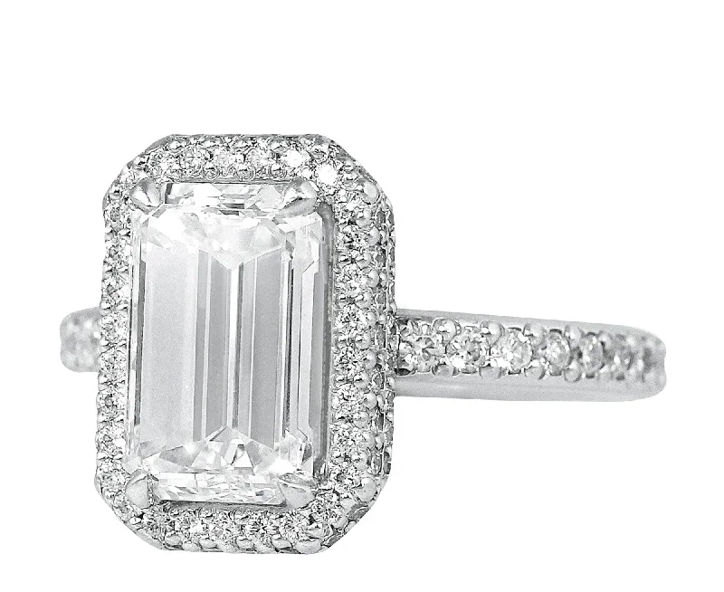 Platinum 3ct Emerald Cut Diamond Ring