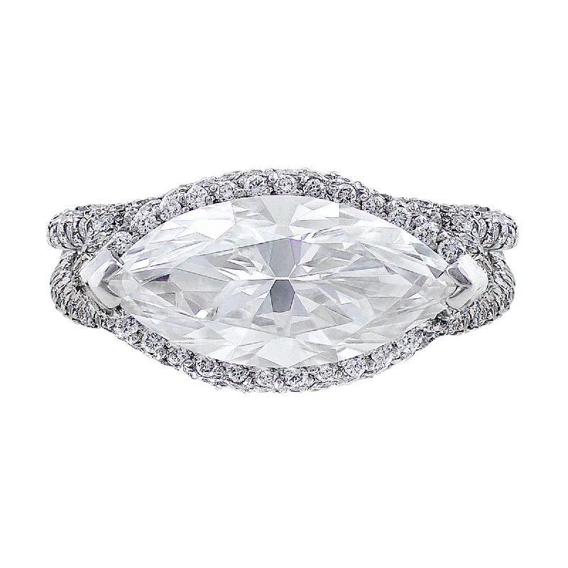 Rivière Platinum 3ct Horizontal Marquise Diamond Ring