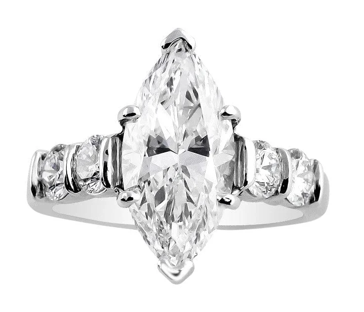 18k White Gold 3ct Marquise Cut Diamond Ring