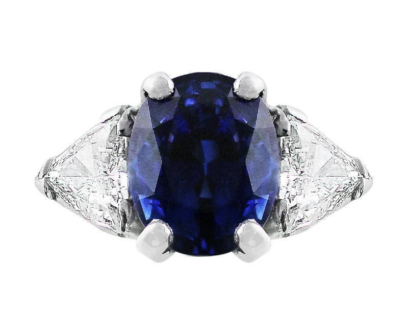 Platinum 4.22ct Ceylon Blue Sapphire Ring