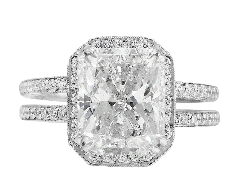 Platinum 4ct Internally Flawless Radiant Cut Diamond Ring