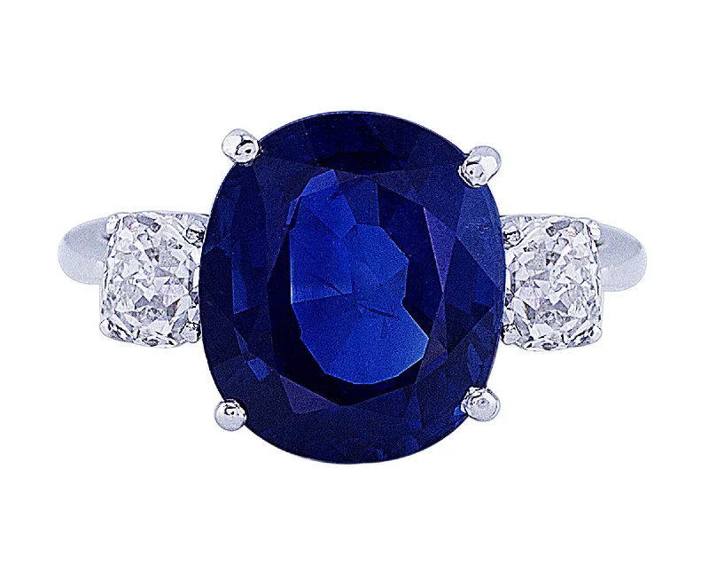 Platinum 5.11ct Ceylon Sapphire Diamond Ring