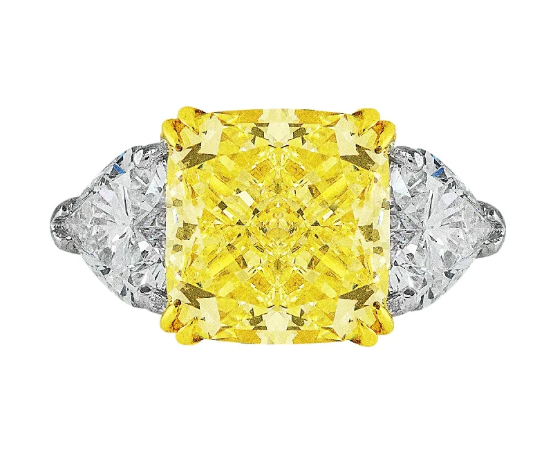 Rivière 18k White Yellow Gold 5ct Fancy Yellow Diamond Ring