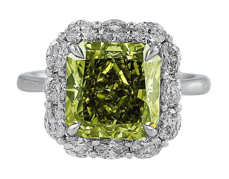 Rivière Platinum 5ct Fancy Green Diamond Ring, GIA Certified