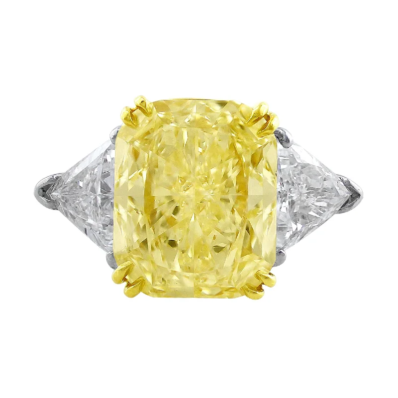 Platinum 18k Gold 7.20ct Fancy Yellow Diamond Ring, GIA Certified