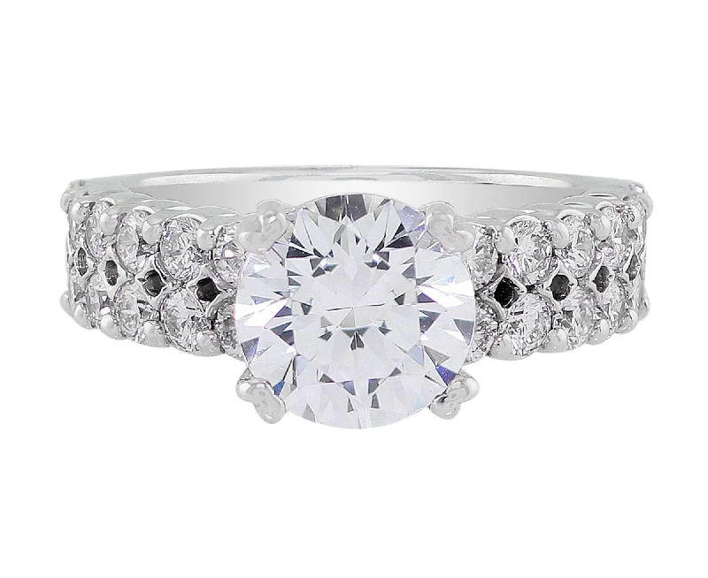 18k White Gold Diamond Double Row Setting