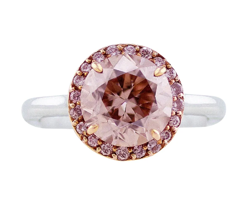 Rivière Platinum 18k White Gold Pinkish Brown Diamond Ring