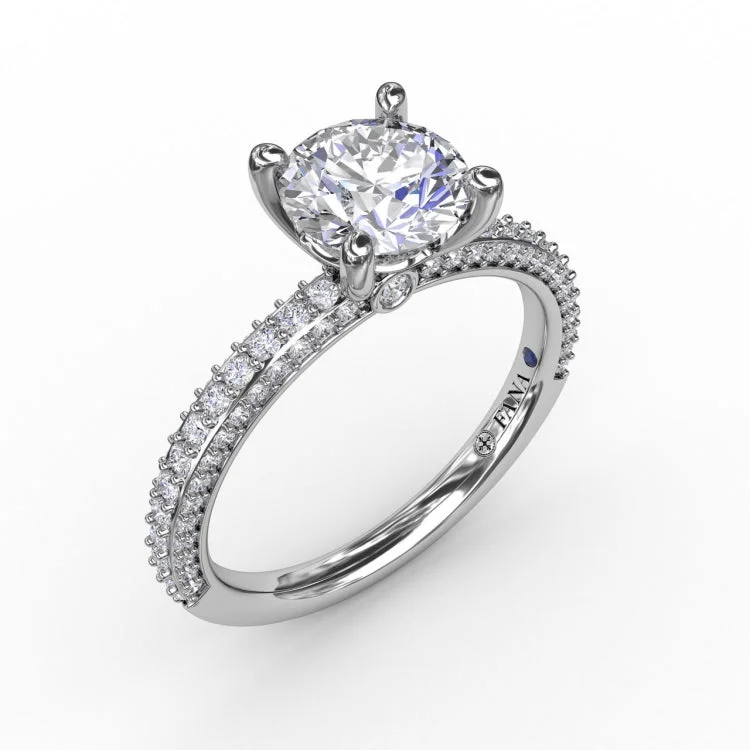 Classic Solitaire Engagement Ring With Flawless PavÃ© Band