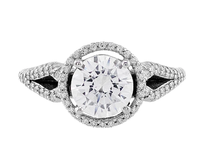 Ritani Bella Vita 18k White Gold Halo Split Shank Engagement Ring