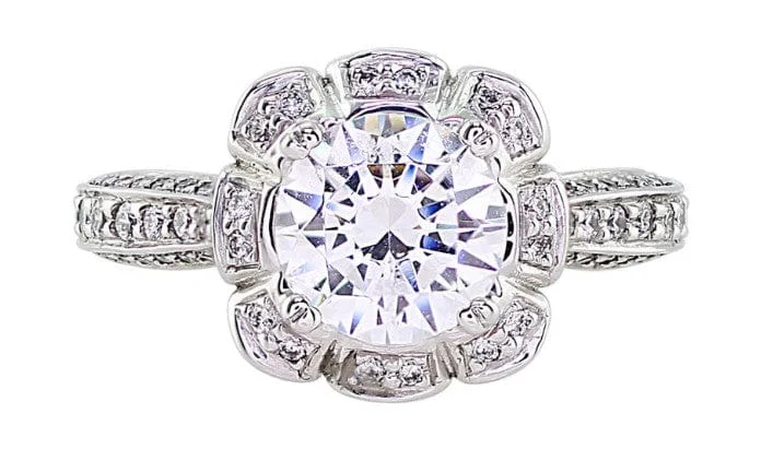 Ritani 18k White Gold Floral Diamond Ring