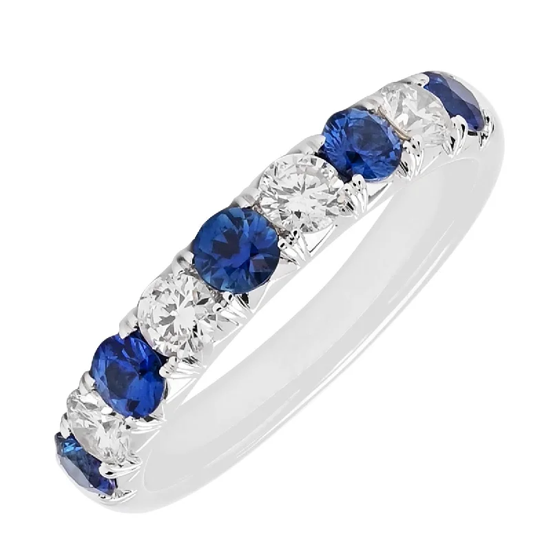 Diamond and Blue Sapphire Band in 14kt White Gold (3/8ct tw)