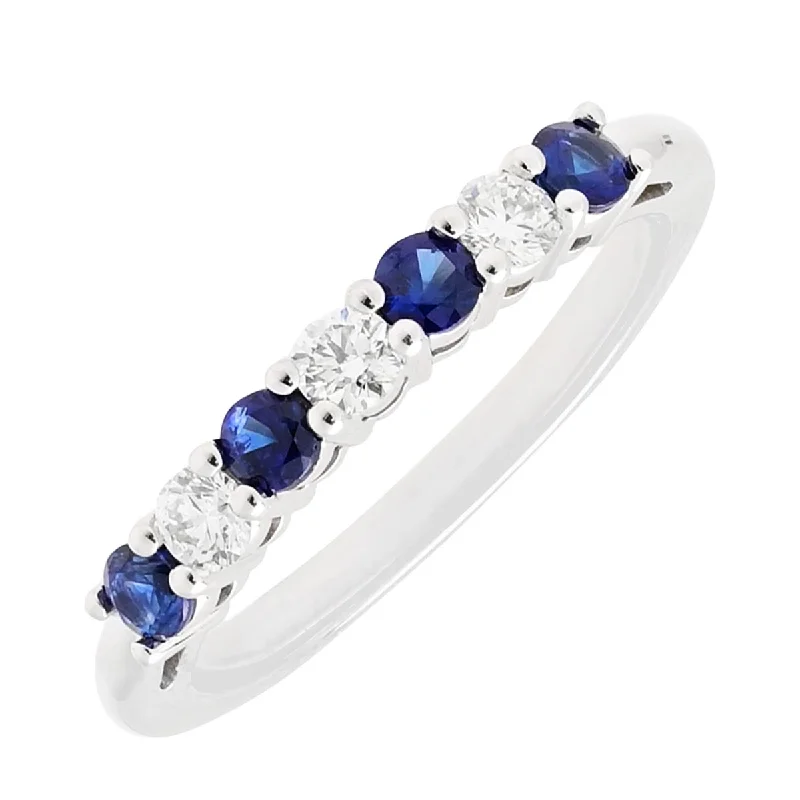 Diamond and Sapphire Band in 14kt White Gold (1/4ct tw)