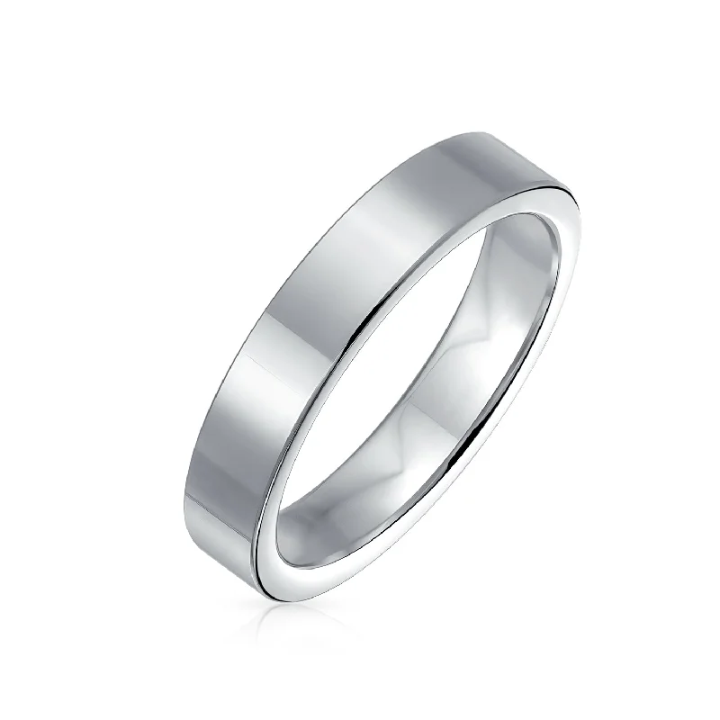 Plain Flat Cigar Tungsten Wedding Band Ring for Men Silver Tone