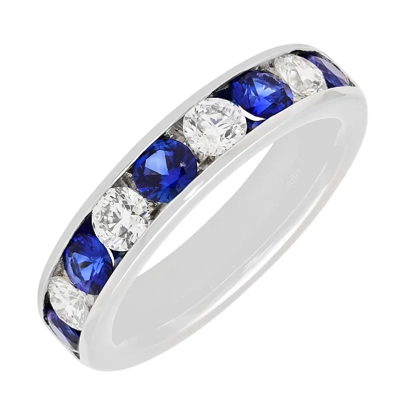 Diamond and Sapphire Channel Band in Platinum (5/8ct tw)