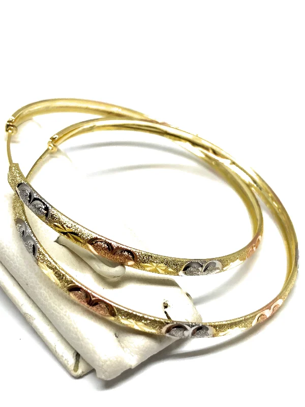 10k Solid Gold Tri-Color Hoop Earrings