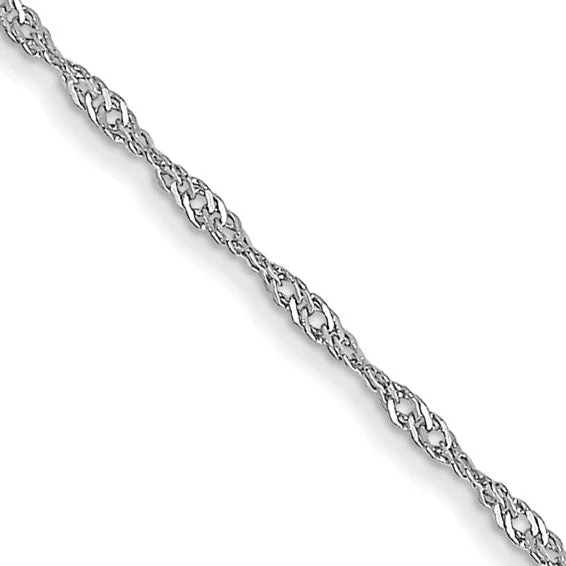 10k White Gold 1mm Sparkle Singapore Chain