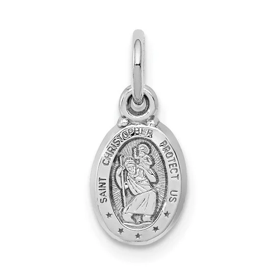 10k White Gold Oval St. Christopher Medal