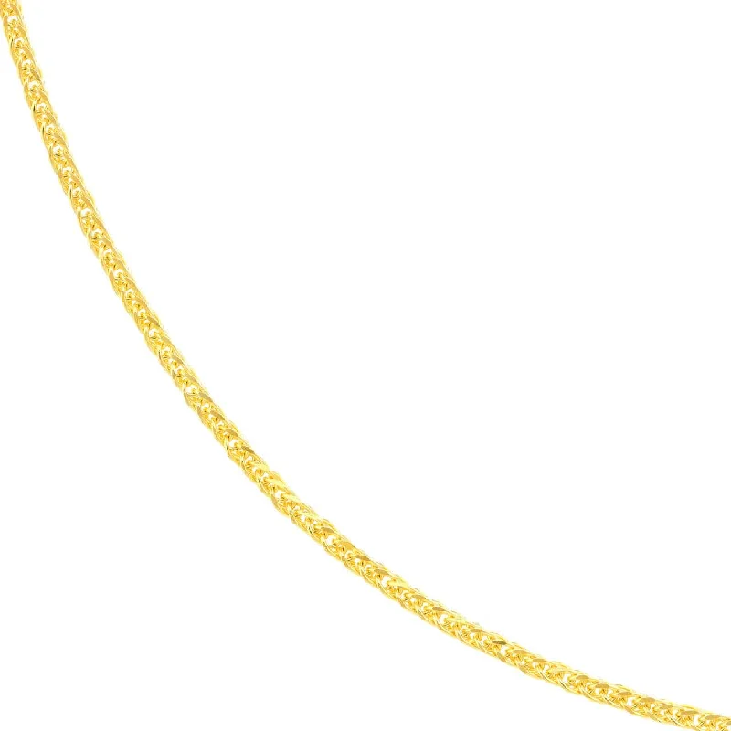 14K Gold 1.25mm Square Wheat Chain Necklace with Lobster Lock - Diamond Cut