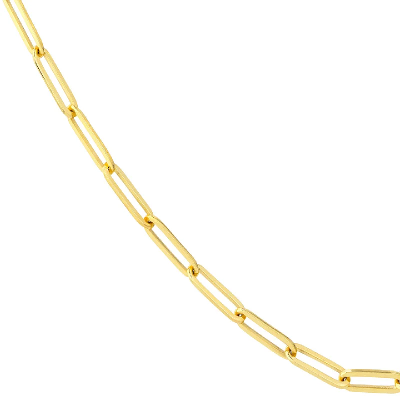 Solid 14K Gold 3.80mm Designer Long Link Chain Necklace with Lobster Lock