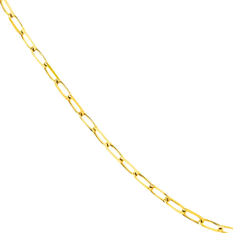 Solid 14K Gold 4mm Paperclip Chain Necklace with Lobster Lock - Diamond Cut