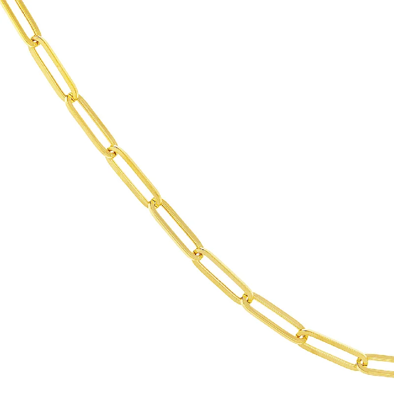 Hollow 14K Gold 5.1mm Paperclip Chain Necklace with Lobster Lock