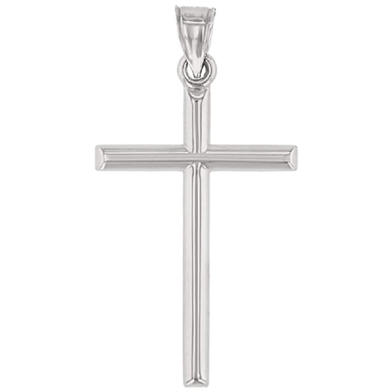 14K White Gold Classic Latin Plain Cross Pendant