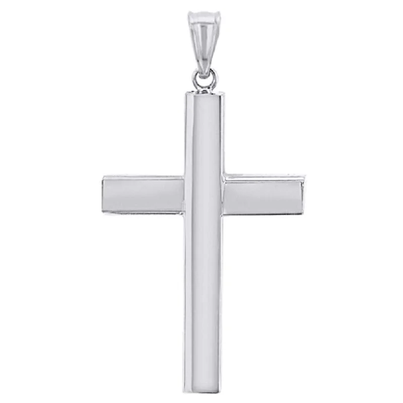 14k White Gold Traditional Religious Plain Cross Pendant