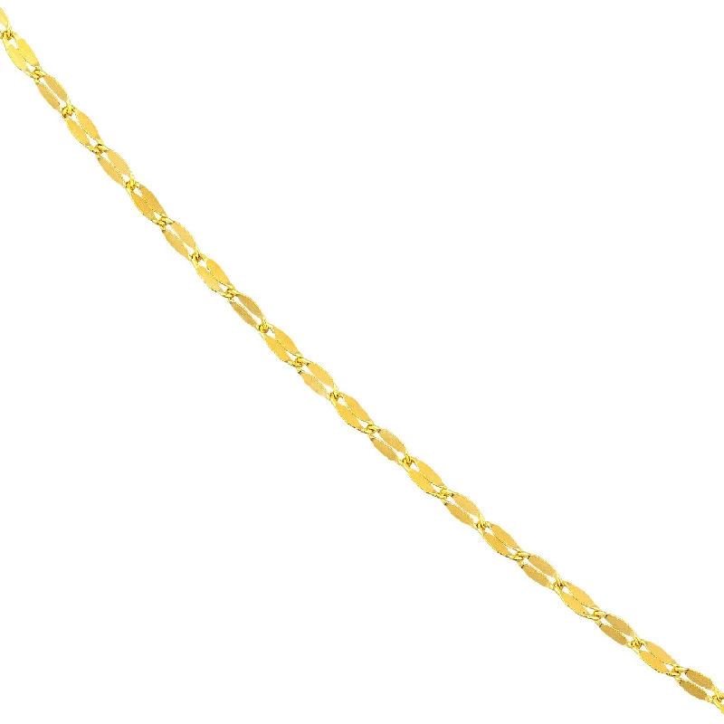 14K Yellow Gold or White Gold 1.40mm Hammered Forzentina Chain Necklace with Spring Ring