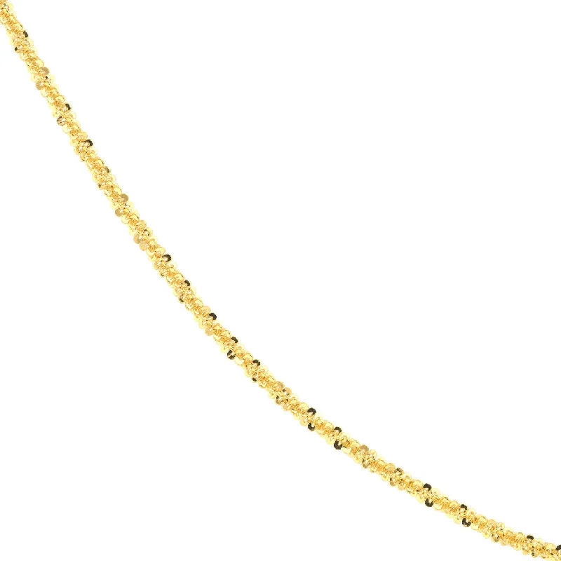 14K Yellow Gold or White Gold 1.4mm Sparkle Chain Necklace with Lobster Lock