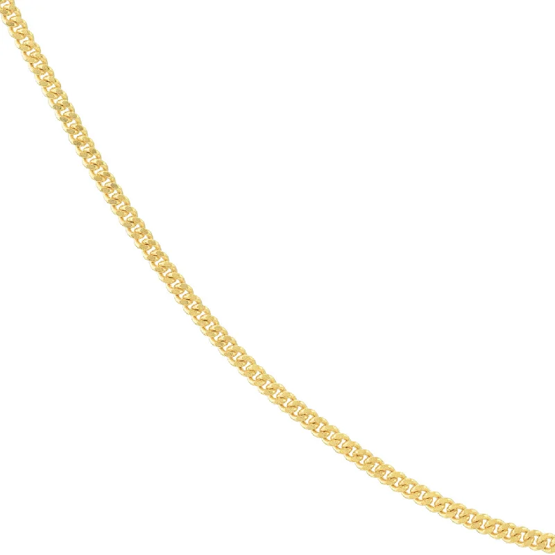 Solid 14K Yellow Gold or White Gold 1.4mm Curb Chain Necklace with Lobster Lock