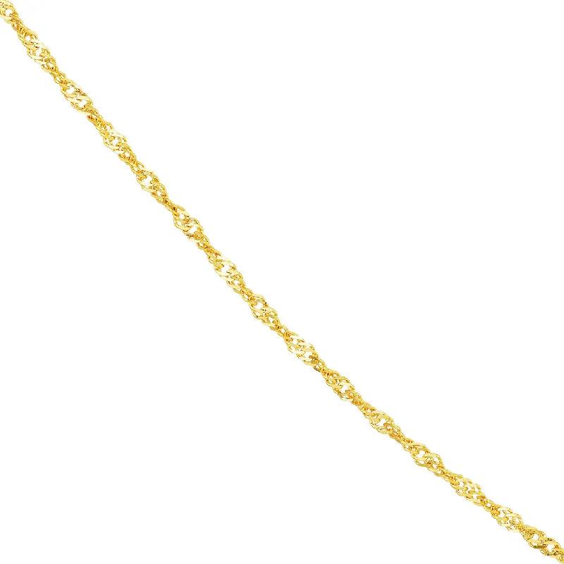 14K Yellow Gold or White Gold 1.4mm Singapore Chain Necklace with Spring Ring