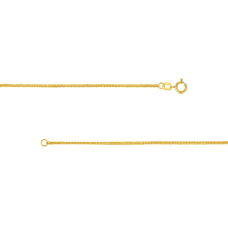 14k Gold 1.5mm Square Wheat Chain Necklace with Spring Ring - Yellow Gold or White Gold