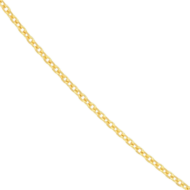 14K Yellow Gold or White Gold 1.5mm Diamond-Cut Cable Chain Necklace with Lobster Lock