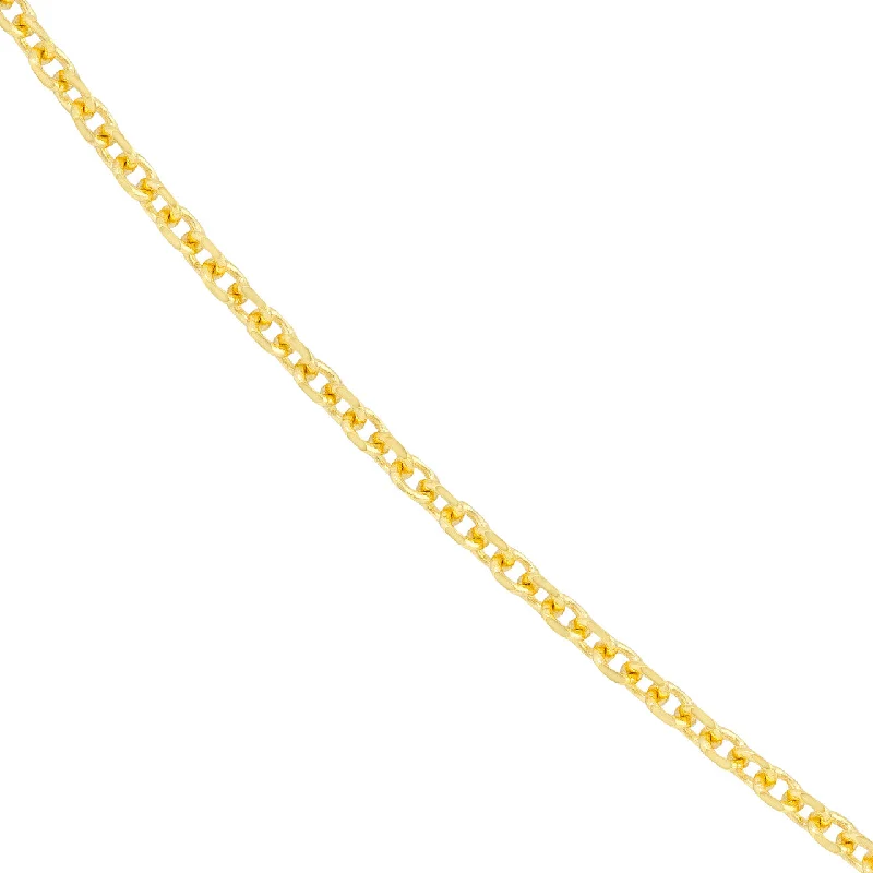 14K Yellow Gold or White Gold 1.8mm Diamond-Cut Cable Chain Necklace with Lobster Lock