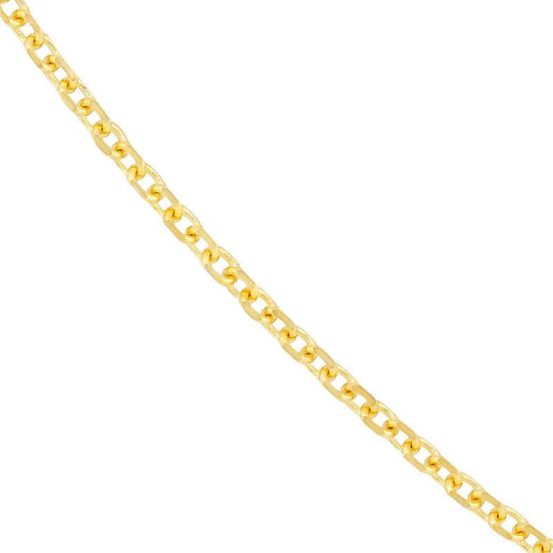 14K Yellow Gold or White Gold 2 mm Diamond-Cut Cable Chain Necklace with Lobster Lock