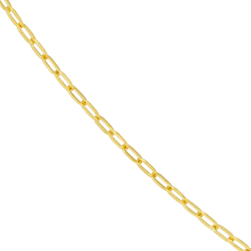 14K Solid Gold 2mm Paperclip Chain Necklace with Lobster Lock