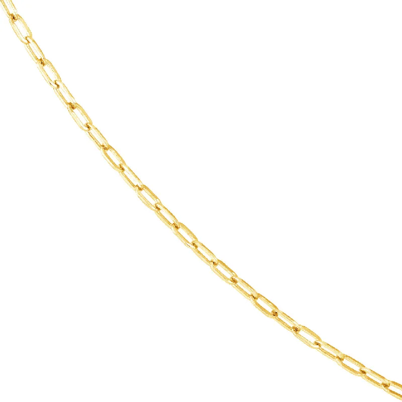 14K Gold 2.5mm Paperclip Chain Necklace with Lobster Lock