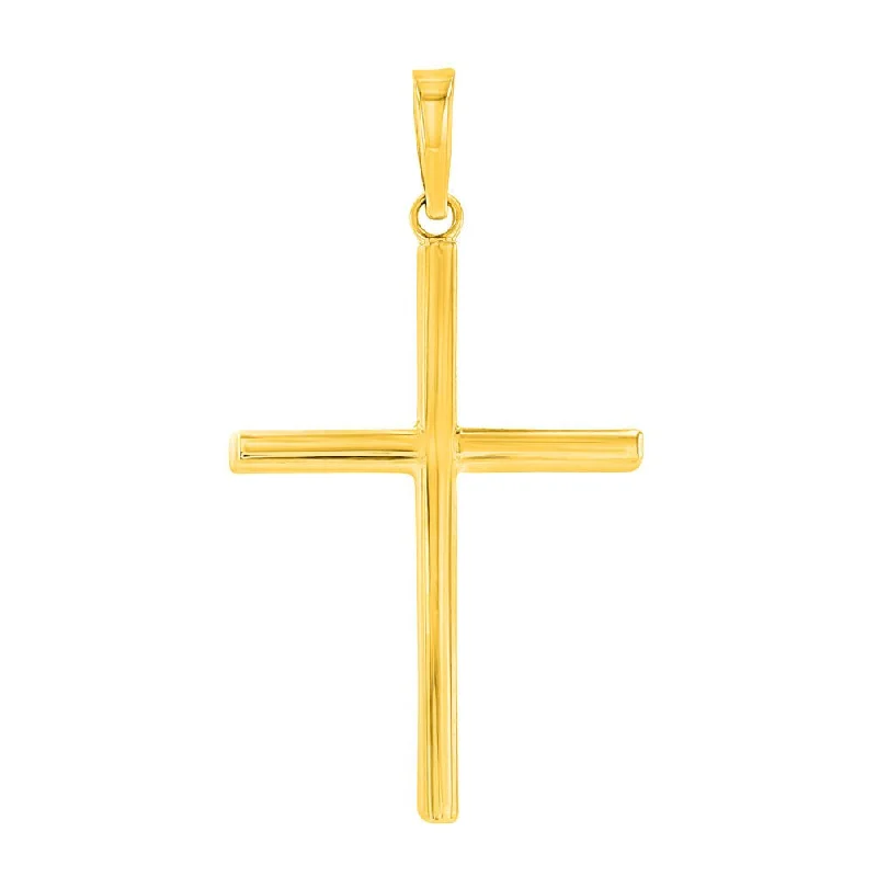 14K Yellow Gold Slender Cross Pendant with High Polish