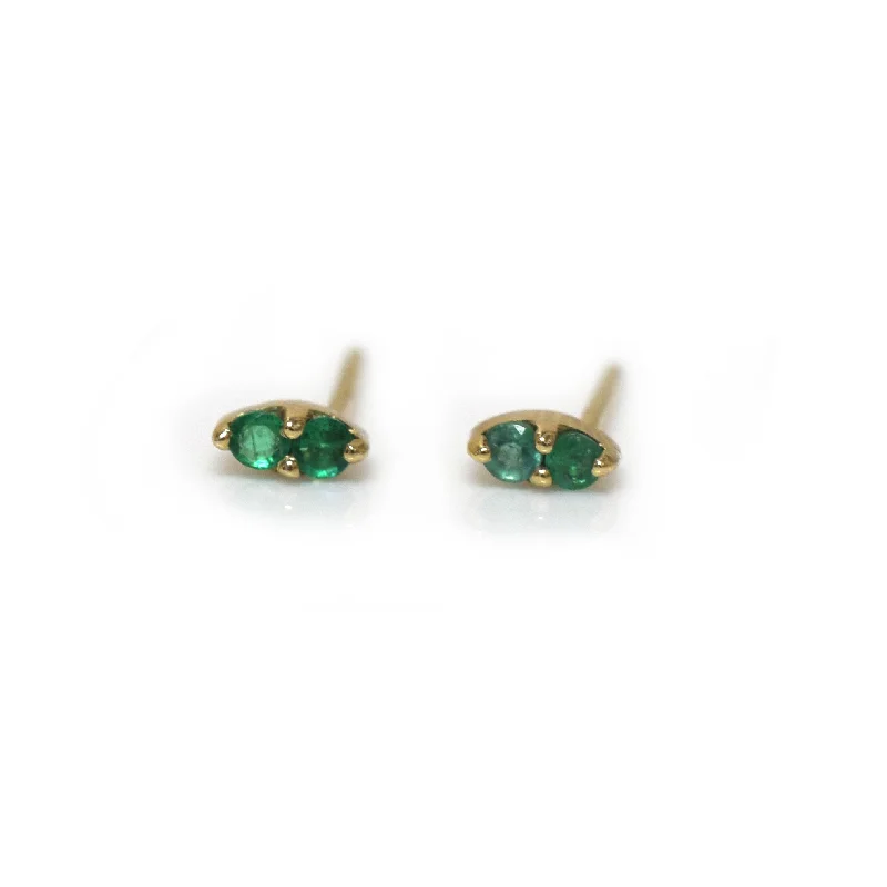 14kt Gold Emerald Pavillion Studs