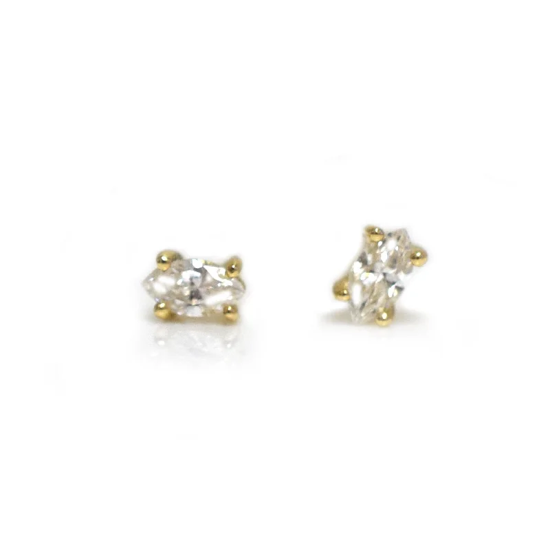 Solid 14kt Gold Diamond Eye Studs