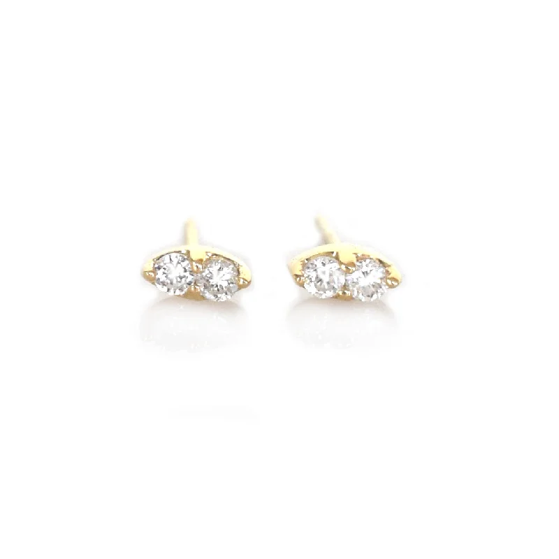 14kt Gold Diamond Pavilion Studs